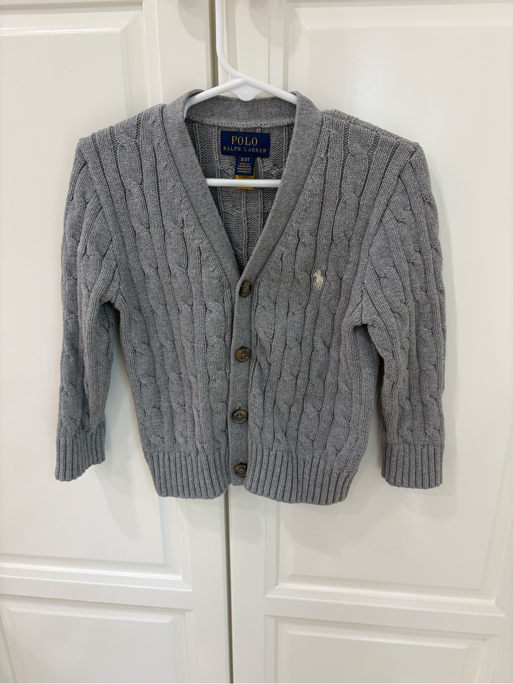 Polo Ralph Lauren toddler boy Gray Cable Knit Cardigan 3/3T